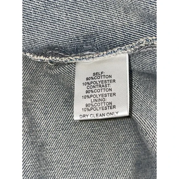 VEVERET Long Distressed Denim Vest Duster Chic Jean Jacket Blue Sz L - Picture 4 of 9